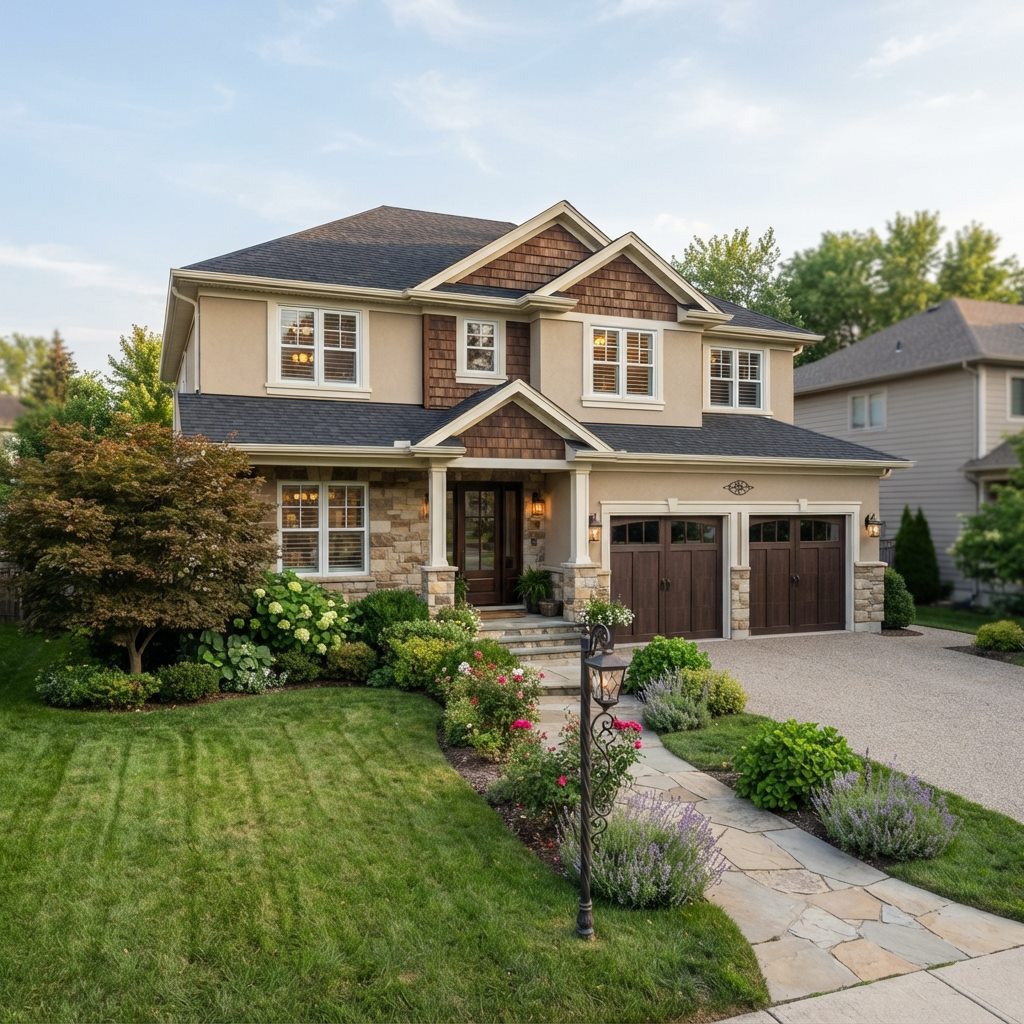 A suburban family home exterior, representing TexPest family and pet-friendly residential pest control.